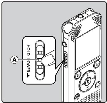 OLYMPUS WS-811 DNS - Glissez le commutateur POWER/HOLD en position A. - 1