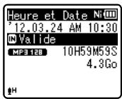 OLYMPUS WS-811 DNS - Modifier l'heure et la date - 1