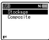 OLYMPUS WS-811 DNS - Appuyez sur la touche + ou - pour modifier le réglage.   Quand [Connecteur USB] est sélectionné: - 2