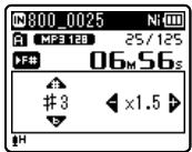OLYMPUS WS-811 DNS - Appuyez sur la touche + ou - ou sur la touche  ou l<4 pour mistroux saisir les mots prononcés. - 1