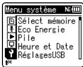 OLYMPUS WS-812 - Appuyez sur la touche + ou - pourCHOISIR I'ONGLET [Menu système]. - 1
