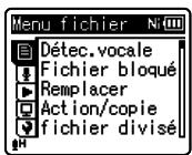 OLYMPUS WS-812 - Lorsque l'enregistreur est en mode d'arrêt, appuyez sur la touche MENU. - 1