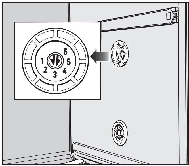 MIELE G 665 SC - Setting the water hardness level selector in the wash cabinet - 1
