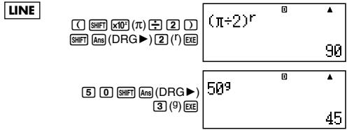 CASIO FX 92 COLLEGE 2D+ - Conversion d'une valeur dans l'unité d'angle définie par défaut - 2