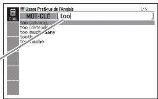 CASIO EW-F4000C - Recherche d'un mot-clé (Recherche Mots-clés) - 2