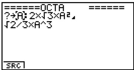 CASIO GRAPH 100+ USB - Exemple Rechercher la dette “A” dans le programme nommé OCTA - 4