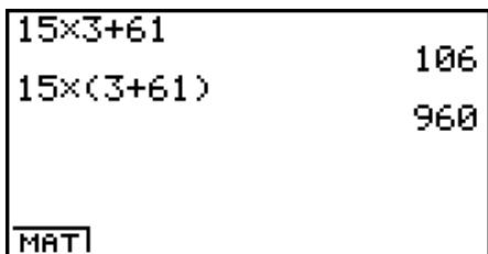 CASIO GRAPH 100+ USB - Calculs avec parentheses - 1
