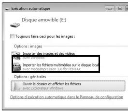 PENTAX OPTIO WG3 - Cliquez sur [Importer les fichiers multimédias sur le disque local]. « Medialmpression 3.0 for PENTAX » démarre. - 1