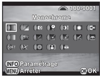 PENTAX K-50 - Sélectionnez un filtre à l'aide du bouton de navigation (▲▼▲). - 1