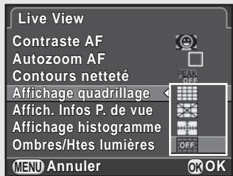 PENTAX K50 - Utilisez le bouton de navigation (▲▶) pour sélectionner le mode souhaité puis appuyez sur le bouton OK. - 3