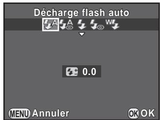 PENTAX K50 - Utilisez le bouton de navigation (▲▶) pour sélectionner un mode flash puis appuyez sur le bouton OK. - 1
