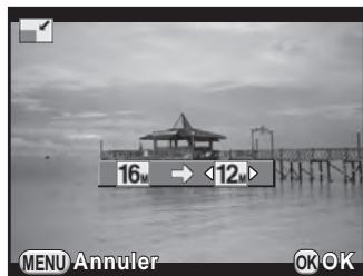 PENTAX K50 - Utilisez le bouton de navigation (▲▶) pour sélectionner le nombre de pixels enregistrés puis appuyez sur le bouton OK. - 1