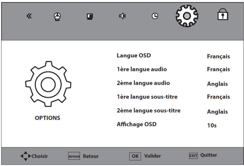 LISTO 21.5LEDHD-478 - UTILISATION DU MENU OPTIONS - 1