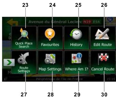 CLARION NX502E - Menu d'accès rapide - 1