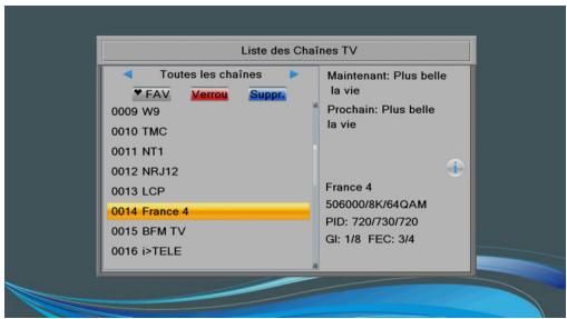 SAGEMCOM TWIN830T HD - Allez dans MENU > édition chaînes > liège des chaînes TV. - 1