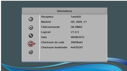 SAGEMCOM TWIN830T HD - Afficher les informations de votre récepteur - 1