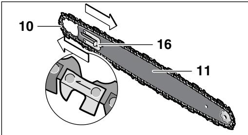 BOSCH AKE45-18S - Montaje y tensado de la cadena de sierra - 5
