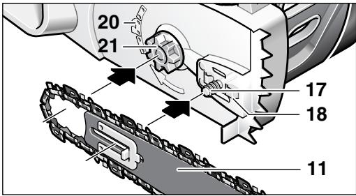 BOSCH AKE45-18S - Montaje y tensado de la cadena de sierra - 6