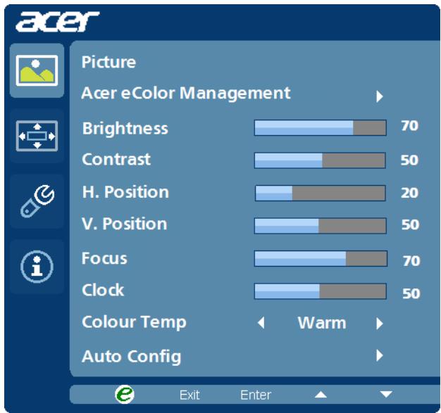 ACER V226HQLABMD - Ajuster les paramètres OSD - 2