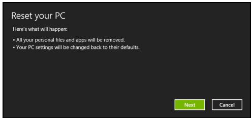 ACER V3-571G32344G1TMAKK - Perhatian: Reset PC Anda akan menghapusaysia file di hard drive Anda. - 1