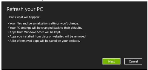 ACER ASPIRE V3-571G-73638G1TMAII - Oppdatere PCen fra sikkerhetskopien for gjenopppretting - 1
