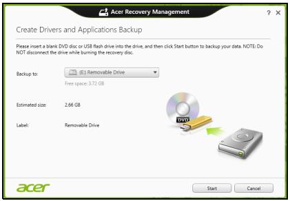 ACER ASPIRE V3-571G-73638G1TMAII - 建立磁碟機和應用程式備份 - 2