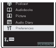 OLYMPUS DM-3 - Effectuer des réglages de [Preferences] dans le menu [Home] - 2
