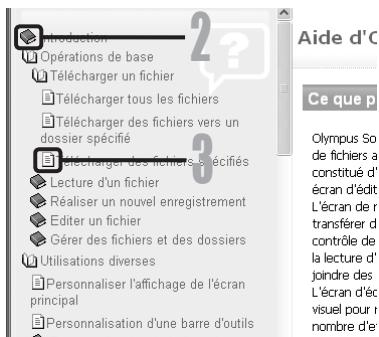 OLYMPUS DM-3 - Recherche dans la liste des rubriques - 1