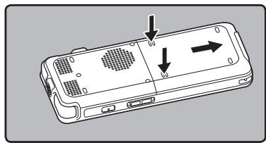OLYMPUS DM-3 - Insérer la batterie - 1