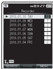OLYMPUS DM-3 - Appuyez sur la touche F1 (SEARCH) pour ouvrir l'écran de recherche des fichiers. - 2