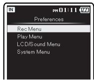 OLYMPUS DM-3 - Effectuer des réglages de [Preferences] dans le menu [Home] - 4