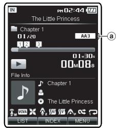 OLYMPUS DM-3 - Ecran d'affichage de fichier en mode Audible - 1