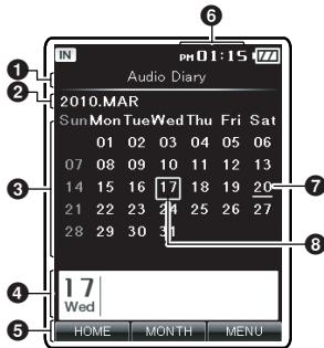OLYMPUS DM-3 - Affichage du mode [Audio Diary] - 1