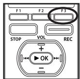 OLYMPUS DM-3 - Dans l'affichage de la liste de fichiers, Appuyez sur la touche F3 (MENU). - 1