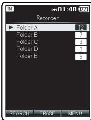 OLYMPUS DM-3 - Ouverture de l'affichage de recherche de fichiers à partir du dossier [Recorder] - 2