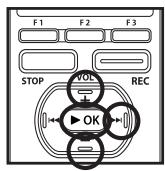 OLYMPUS DM-3 - Appuyez sur la touche + ou - pour sélectionner le média d'enregistrement à formater, puis appuyez sur la touche  OK ou  l. - 1