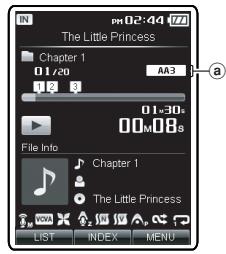 OLYMPUS DM-670 - Ecran d'affichage de fichier en mode Audible - 1