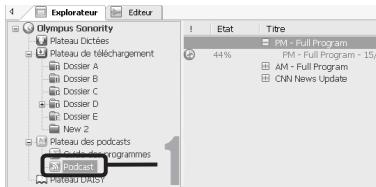 OLYMPUS DM-670 - Sélectionnéz le dossier [Podcast]. - 1
