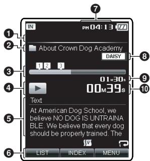OLYMPUS DM-670 - Affichage de la lecture DAISY en cours (Pour DM-5) - 1