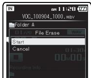 OLYMPUS DM-670 - Appuyez sur la touche + pour sélectionnez [Start], puis appuyez sur la touche OK. - 2