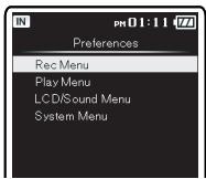 OLYMPUS DM-670 - Effectuer des réglages de [Preferences] dans le menu [Home] - 4