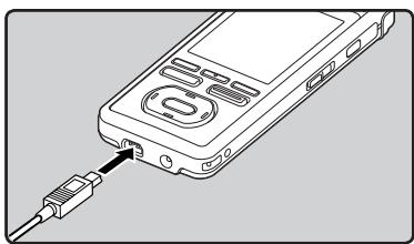 OLYMPUS DM-670 - Branchez l'appareil à l'adaptateur AC de connexion USB (facultatif) pour charger - 1