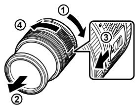 OLYMPUS OM-D E-M5 - Utilisation d'objectifs avec une touche UNLOCK - 1