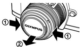 OLYMPUS OM-D E-M5 - Retirez le bouchon de I'objet. - 1