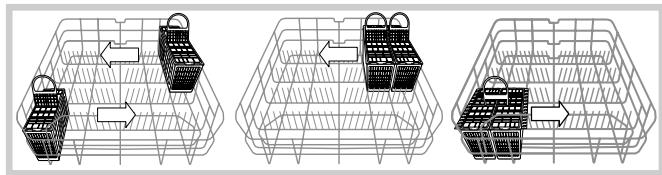 HOTPOINT-ARISTON LDF 12314 - Exemplos de posicionamento do cesto dos talheres. - 1