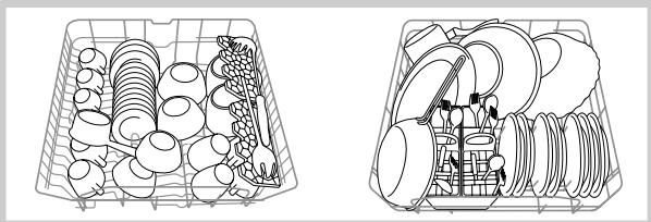HOTPOINT-ARISTON LDF 12314 - Exemples de chargement du panier supérieur/ inférieur - 1