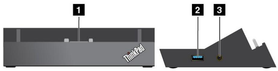 LENOVO THINKPAD 10 (20C10024FR) - Vue avant et du côté gauche de la station d'accueil - 1