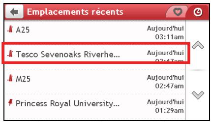 MIO MOOV M610 - Comment naviguer vers un lieu recent ? - 2