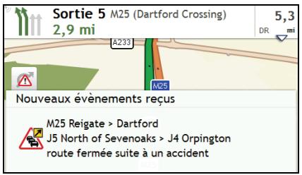 MIO MOOV M610 - Comment vais-je savoir qu'un Évènement de traffic se produit ? - 1