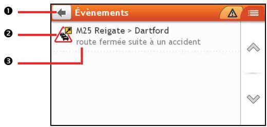 MIO MOOV M610 - Comment faire pour afficher la liste de tous les événements sur mon itinétaire ? - 1